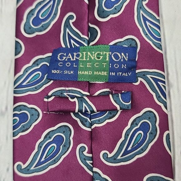 Vintage Hand Made in Italy Silk Purple Paisley Tie - Picture 2 of 10